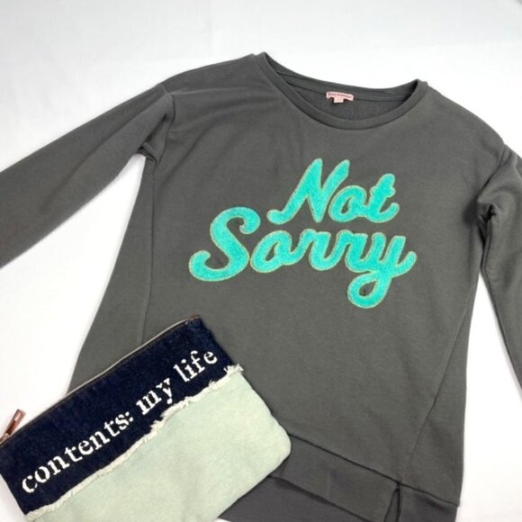 Juicy Couture Tops - Y2K Juicy "Not Sorry" Gray Embroidered Long Sleeve Vintage Sweatshirt Sz. M